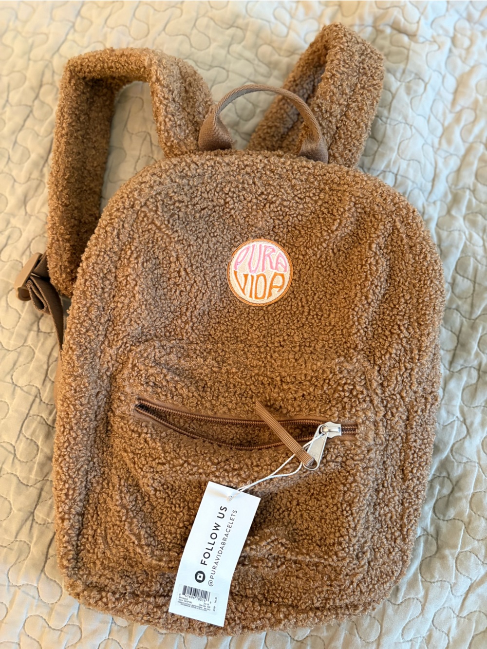 Pura Vida Tan Sherpa Mini Backpack